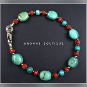 Coral And  stone With sterling silver Clasp bracelet